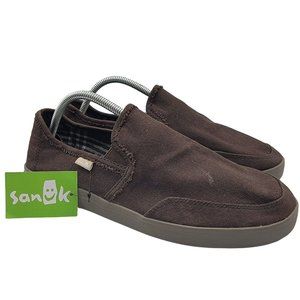 Sanuk Vagabond Mens 9.5 Dark Brown Slip-On Sneaker LX Comfort Casual Shoes